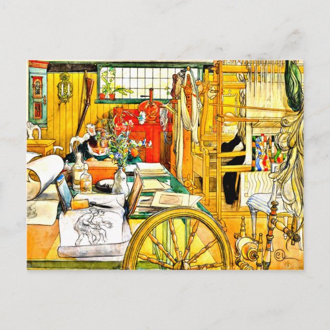 Cartão Postal Carl Larsson - O Workshop (Frente)