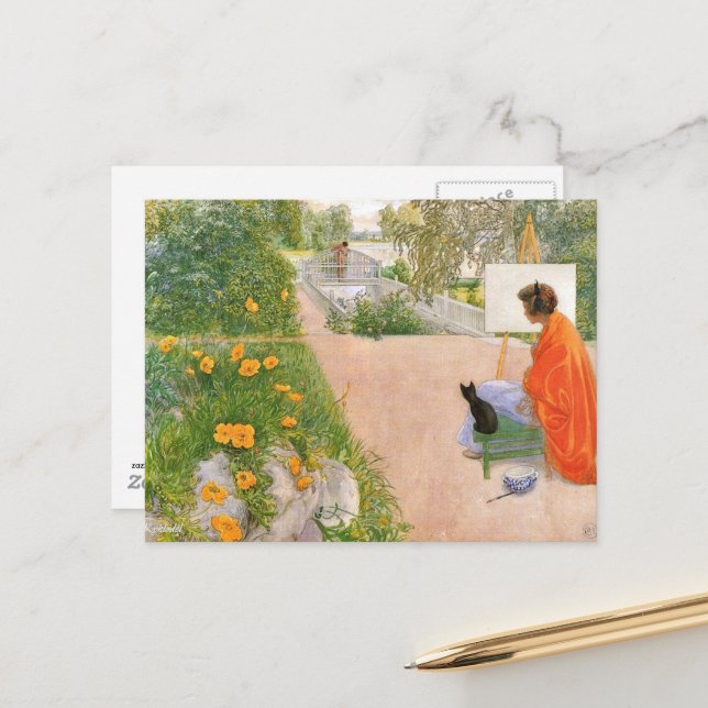 Cartão Postal Carl Larsson painting, Bridge (Frente/Verso In Situ)