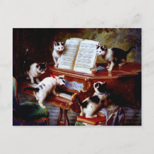 Cartão Postal Carl Reichert Kittens Tocando Piano