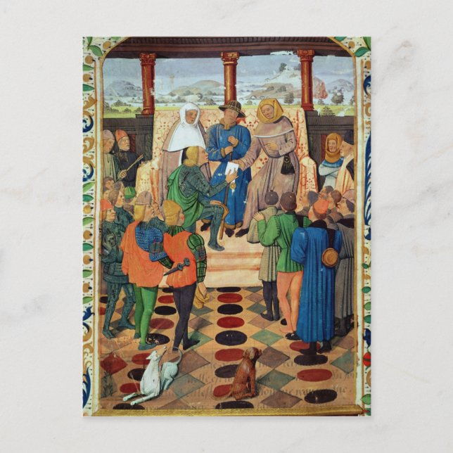 Cartão Postal Carlos VII que dá um documento a Joan of Arc (Frente)
