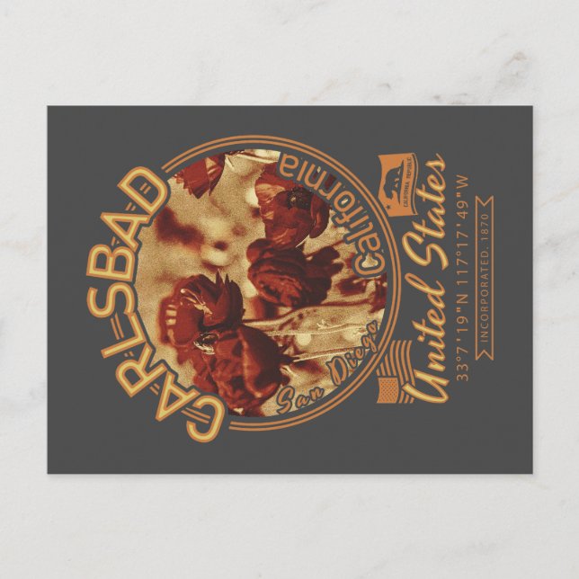 CARTÃO POSTAL CARLSBAD CALIFÓRNIA - CAMPOS DE FLOR CARLSBAD (Frente)