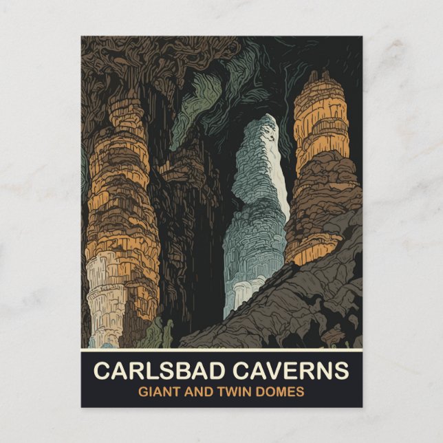 Cartão Postal Carlsbad Caverns, Giant e Twin Domes, Viagem (Frente)