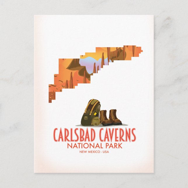 Cartão Postal Carlsbad caverns national park novo mapa do méxico (Frente)
