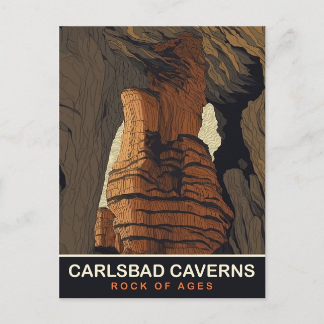 Cartão Postal Carlsbad Caverns, Rock of Ages, Viagem (Frente)