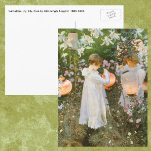 Cartão Postal Carnação, Lily, Lily, Rosa De John Singer Sargen