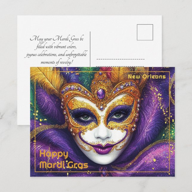 Cartão Postal 💚 💜 💛 Carnaval Cheers (Frente/Verso)