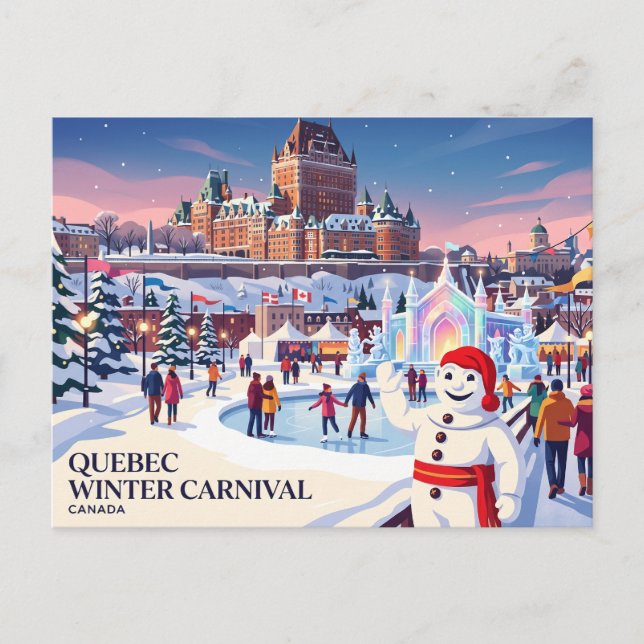 Cartão Postal Carnaval de Inverno de Quebec Canadá (Frente)