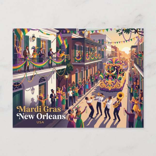 Cartão Postal Carnaval de Nova Orleans, EUA (Frente)
