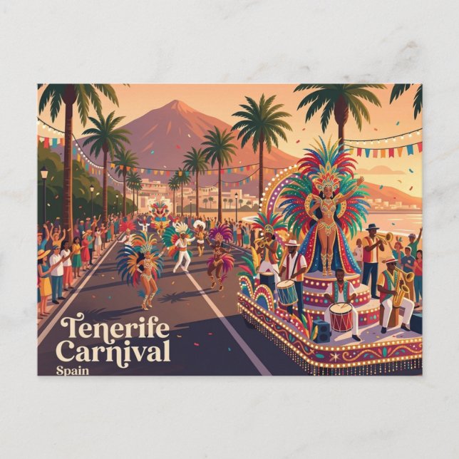 Cartão Postal Carnaval de Tenerife Espanha (Frente)
