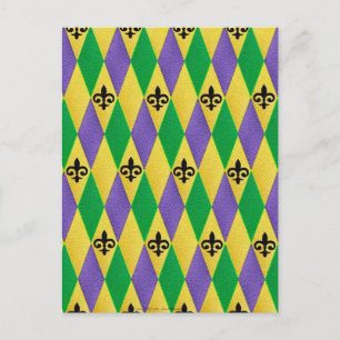 Cartão Postal Carnaval Harlequim Flor de Lis
