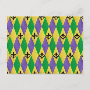 Cartão Postal Carnaval Harlequim Flor de Lis