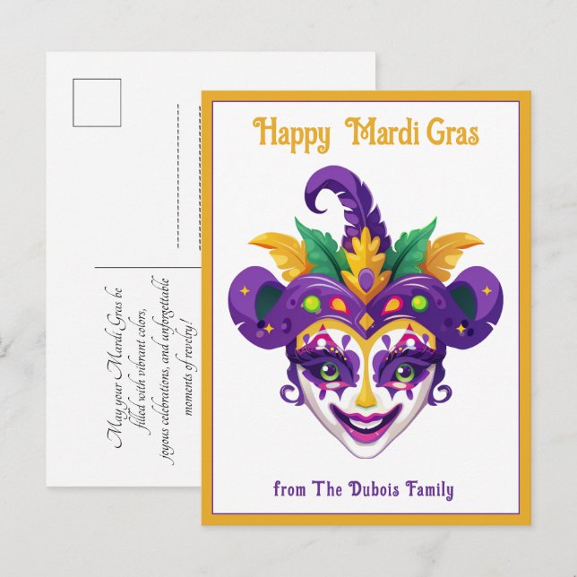Cartão Postal 💚💜💛 Carnaval Mardi Shenanigans (Frente/Verso)