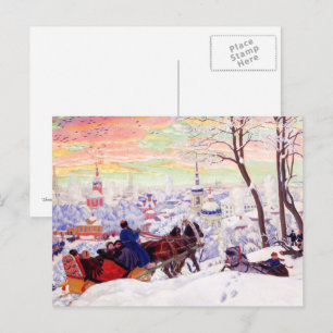 Cartão Postal "Carnaval" por Boris Kustodiev Cartão-postal