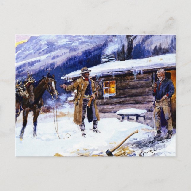 Cartão Postal "Carne de Natal" por Charles M Russell (Frente)