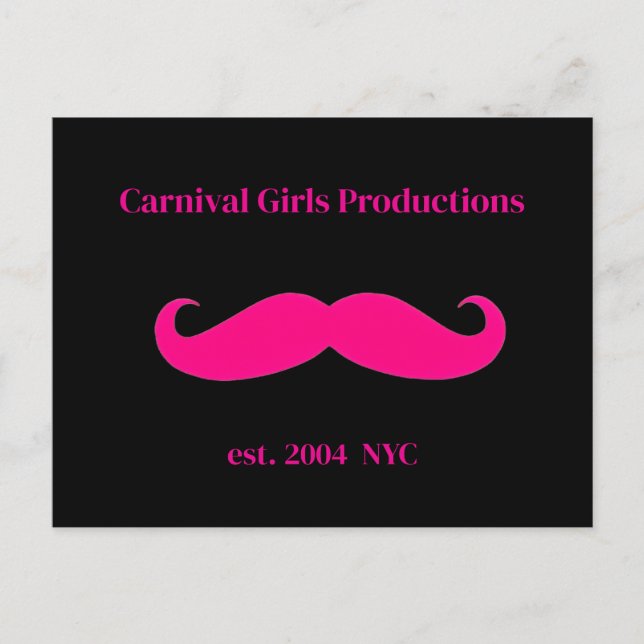 Cartão Postal Carnival Girls Productions Mustache (Frente)