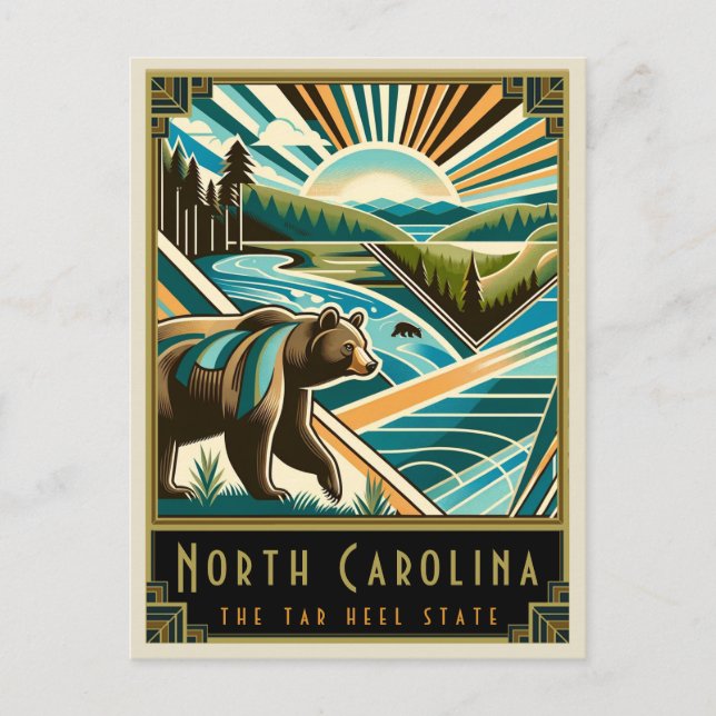 Cartão Postal Carolina do Norte | Art Deco (Frente)