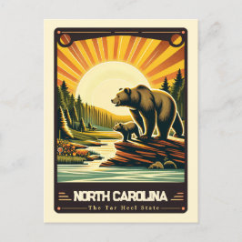 Cartão Postal Carolina do Norte | Espírito Patriótico Vintage