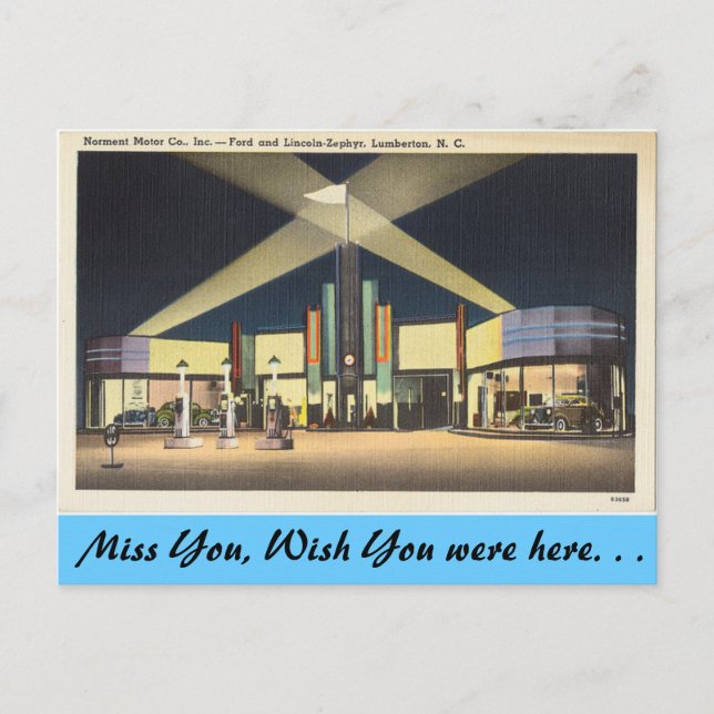 Cartão Postal Carolina do Norte, Norment Motors, Lumberton (Frente)