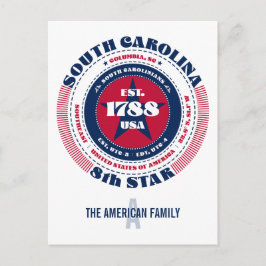 Cartão Postal Carolina do Sul, Colúmbia, SC, Patriótico, Monogra