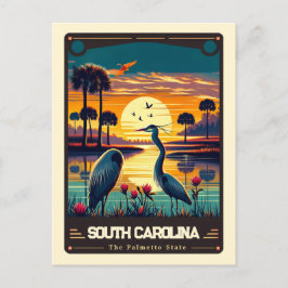 Cartão Postal Carolina do Sul | Vintage espirituosa patriótica