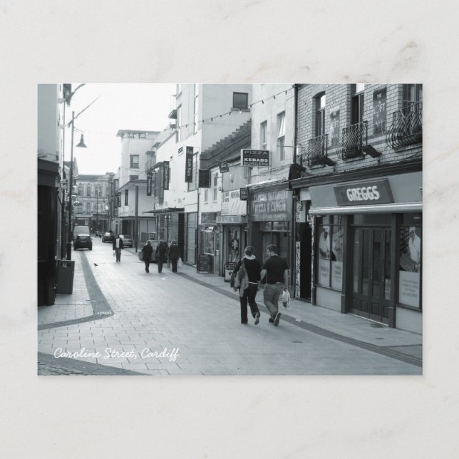 Cartão Postal Caroline Street, Cardiff. (Frente)