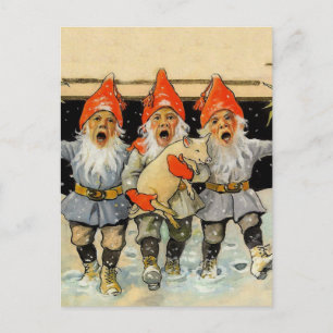 Cartão Postal "Caroling Gnomos" de Jenny Nystrom