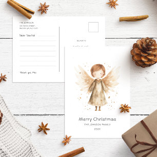Cartão Postal Caros Papais noeis - Letra Beige Boho Baby Angel