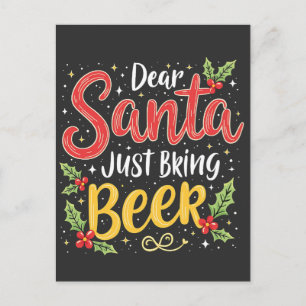 Cartão Postal Caros Papais noeis, Tragam A Cláusula Beer Santa