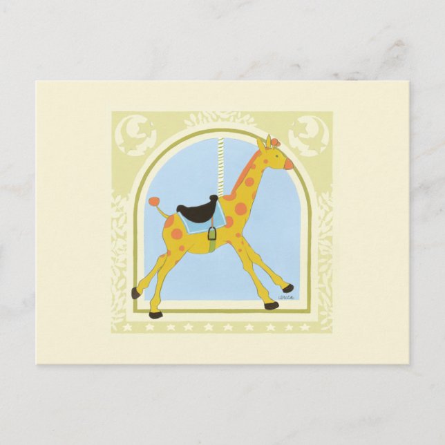 Cartão Postal Carousel Giraffe de June Erica Vess (Frente)