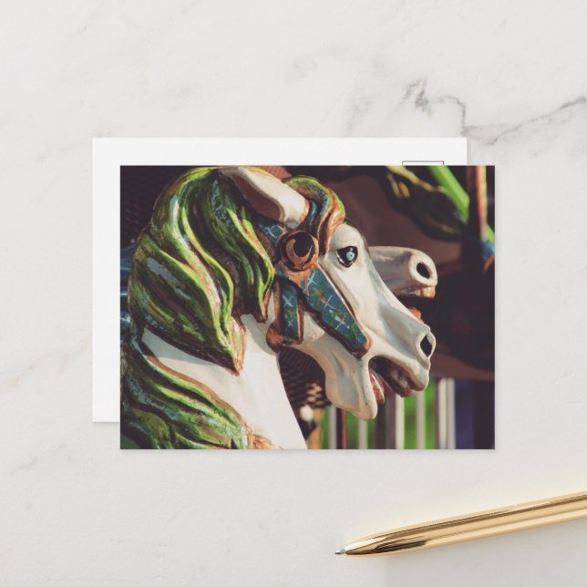 Cartão Postal Carousel Horses Summer Days at the Fair (Frente/Verso In Situ)