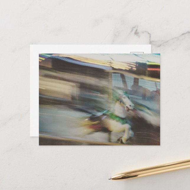 Cartão Postal Carousel Horses Summer Days at the Fair Abstract (Frente/Verso In Situ)