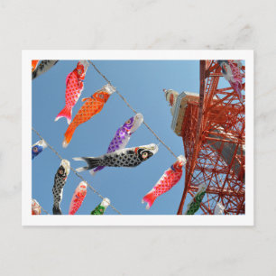 Cartão Postal Carp Streamers: Torre de Tóquio