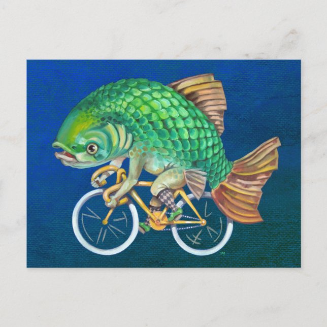Cartão Postal Carpa Andando Uma Bicicleta (Frente)