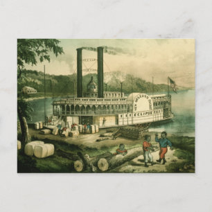 Cartão Postal Carregando algodão no Mississippi, 1870