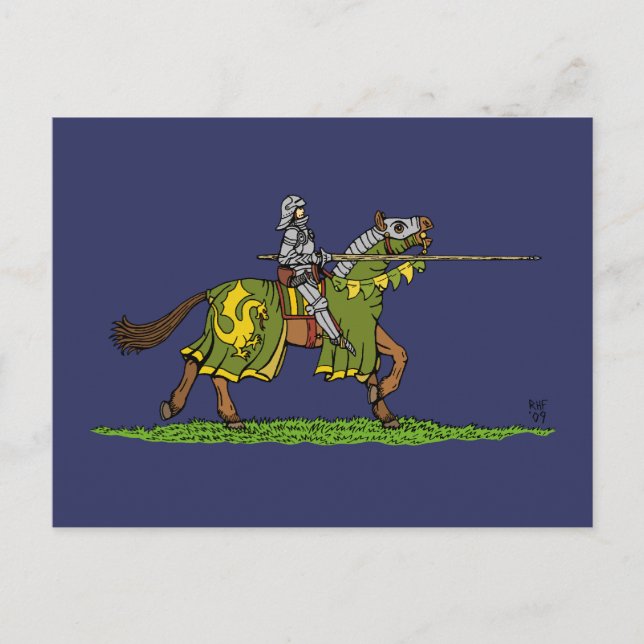 Cartão Postal Carregando Cavaleiro Medieval (Frente)