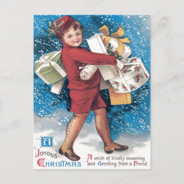 Cartão Postal Carregando Criança Bonito Apresenta Holly Snow