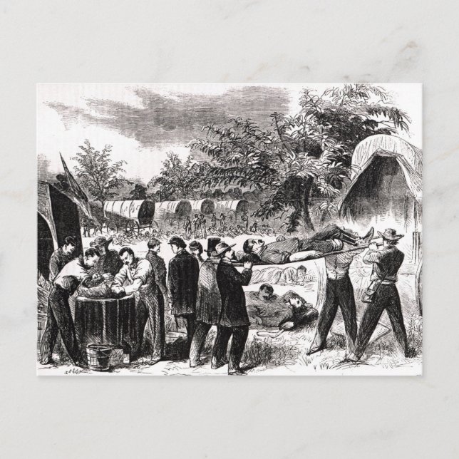 Cartão Postal Carregando dos feridos após o Antietam (Frente)