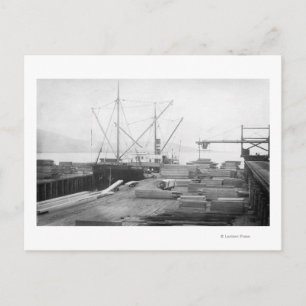 Cartão Postal Carregando madeira no navio General Hubbard