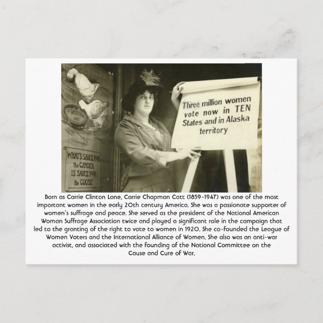 Cartão Postal Carrie Catt - Feminista (Frente)