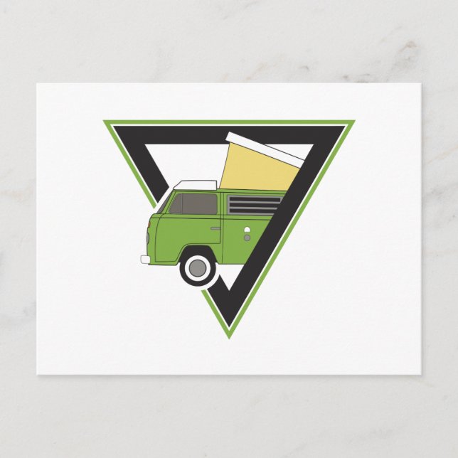 Cartão Postal carrinha de campista verde clássico triangular (Frente)