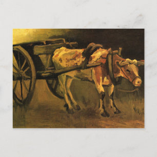 Cartão Postal Carrinho com Ox Vermelho e Branco (por Vincent van
