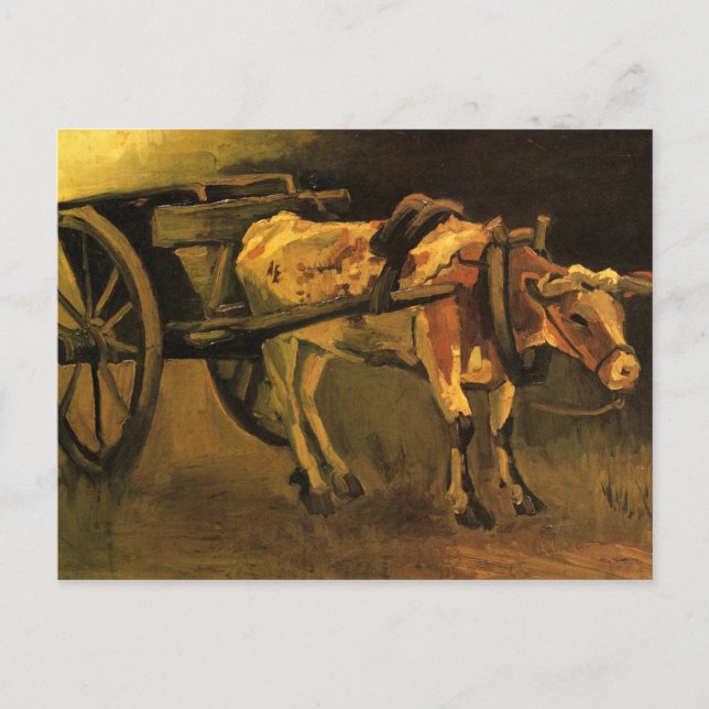 Cartão Postal Carrinho com Ox Vermelho e Branco (Vincent van Gog (Frente)