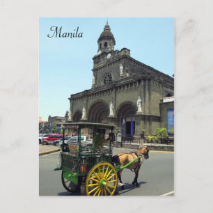 Cartão Postal carrinho de catedral de manila