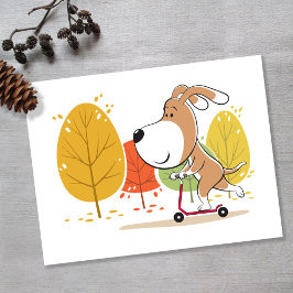 Cartão Postal Carrinho de Criança Cartoon Fofo Cachorro Fofinho