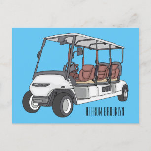 Cartão Postal Carrinho de golfe / desenho animado de buggy de go