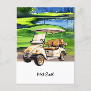Cartão Postal Carrinho De Golfe Na Personalização Par: Carrinho