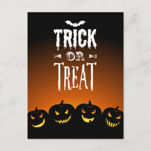 Cartão Postal Carrinho De Halloween Ou Carrinho De Tratamento