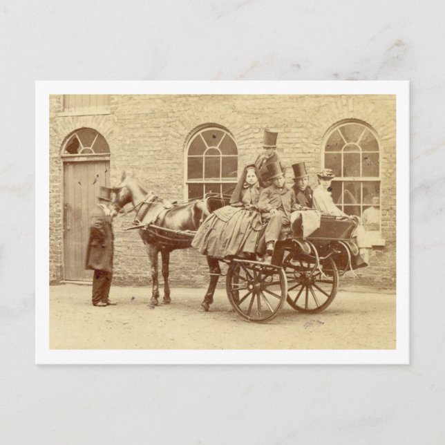 Cartão Postal Carrinho e Cavalo Irlandeses 1800 (Frente)