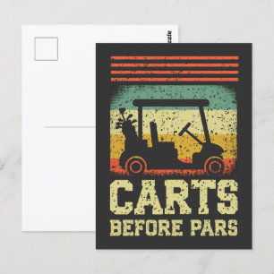 Cartão Postal Carrinhos Antes de Pars Golf Engraçado