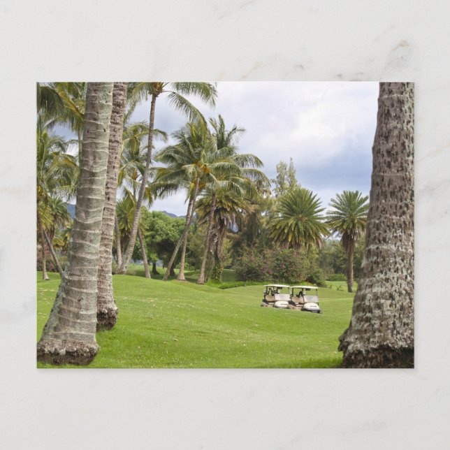 Cartão Postal Carrinhos de Golfe na Baía de Poipu, Kauai, Havaí (Frente)